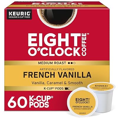 Eight O'Clock Coffee French Vanilla, Single-Serve Coffee K-Cup Pods, Medium Roast, 60 Count
