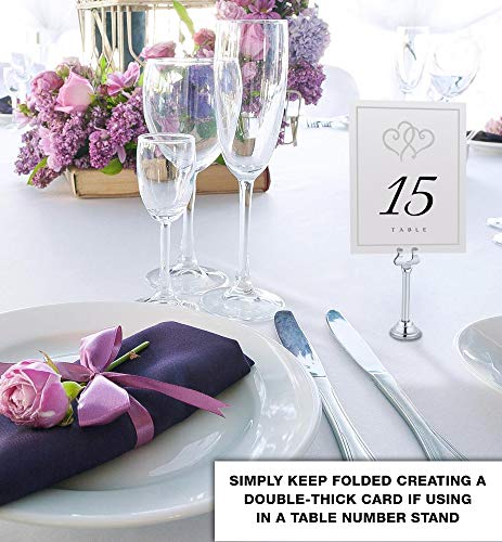 Linked Hearts And Border Wedding Table Numbers (Select Color/Quantity), White, Silver, 1-10, Double Sided, Tent Or Use In A Stand, Great For Parties & Restaurants #TOP2