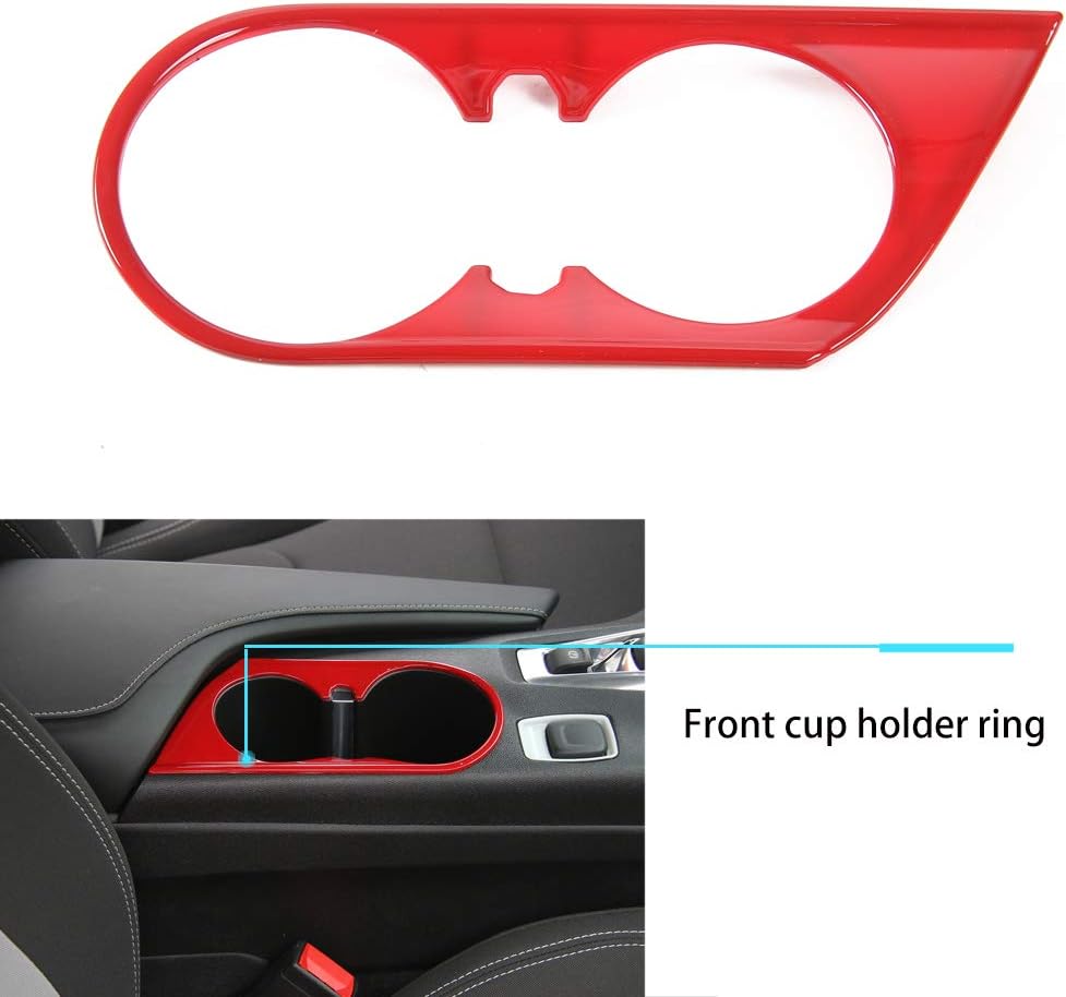 Voodonala for Chevy Camaro Interior Kits Gear Panel Cover Cup Holder Cigerate Lighter Decoration Cover Compatible with Chevrolet Camaro 2017-2023 (Red,4Pcs,ABS)