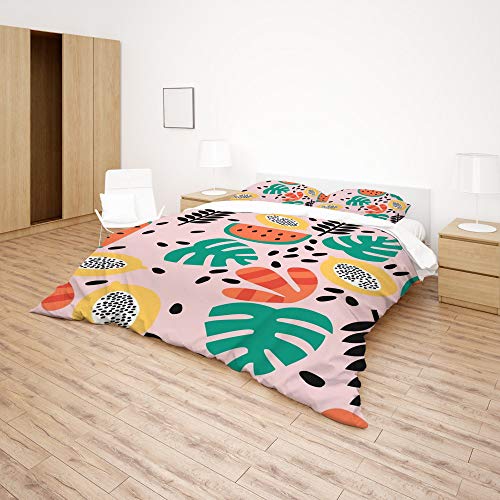 Parure de lit avec housse de couette et taie d'oreiller rose - 5