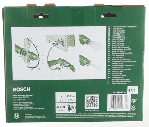 Bosch 360 Degree High Pressure Washer Gun (135 Bar) - Easy Aquatak 100, 10 & 120, Universal Aquatak 125 & 130 e Gun with 450 ml Detergent Nozzle for AQT & AQUATAK High-Pressure Washers
