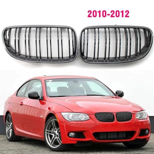 Calandres avant pour BMW E92 E93 aspect carbone double ligne 2010-2012 - 2
