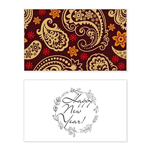 Tarjeta con mensaje de bendición y diseño de tela marrón con colorido arte
