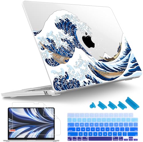 Image of Tuiklol for MacBook Air 13 inch Case M5 2026 M4 2025 M3 2024 M2 2022 Release Model A3449 A3240 A3113 A2681,Plastic Hard Shell Cover for MacBook Air 13.6 with Touch ID, Sea Wave