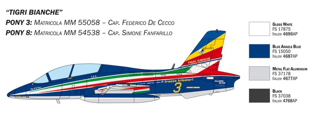 Italeri 1461 MB-339 60th Pan Anniversary, 60° Anniversario Frecce Tricolori, 3 Modelli Inclusi, Scala 1:72, Plastic Model Kit, Modello in Plastica da Montare, Modellismo