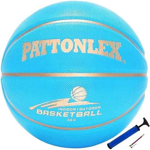 PATTONLEX Basketballs 28.5" Leather Basketballs Official Size 6 Indoor Outdoor Basketball Youth Women(Blue/Deflated) Cover