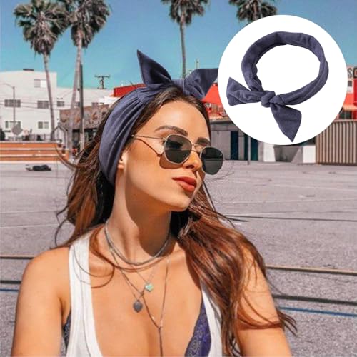 Image of DRESHOW 6 PCS Adjustable Headbands for Women Knotted Headbands Elastic Non-Slip Fashion Hair Bands for Workout Sports Running Yoga