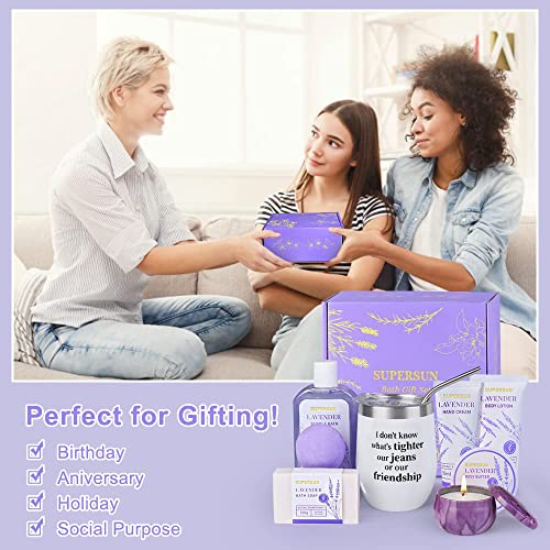 Bath Spa Basket Women Best Friend, Lavender Birthday Gifts Lotion Care Set, Funny Christmas Wine Gifts Ideas For Woman Sisters Girlfriend Bff, Purple Organic Beauty 21St 30Th 40Th 50Th 60Th Presents #TOP5