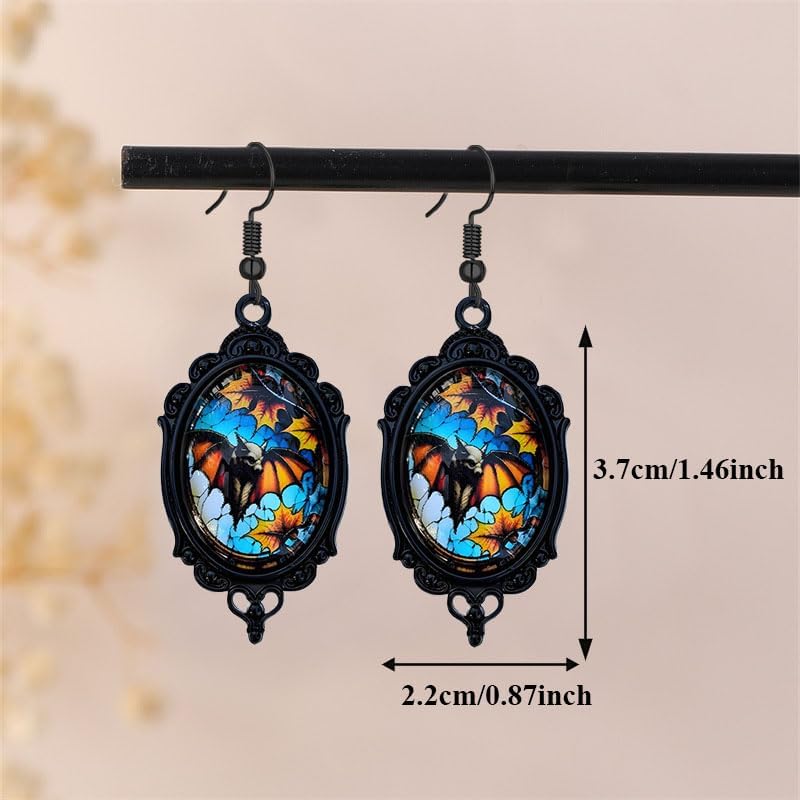 coadipress Gothic Vampire Bat Earrings Necklace Set Vintage Crystal Glass Bat Goth Vampire Earrings and Pendant Necklace Mystic Victorian Witch Jewelry Halloween Costume for Women - Image 4