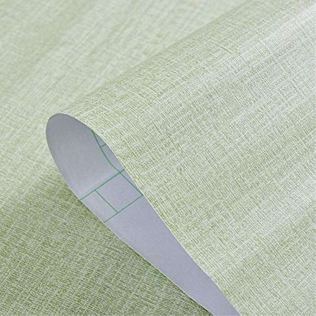 Self-Adhesive Linen Green Pattern Waterproof Shelf Drawer Liner Cabinet Sticker£¬Wallpaper 15.6Inch by 98Inch