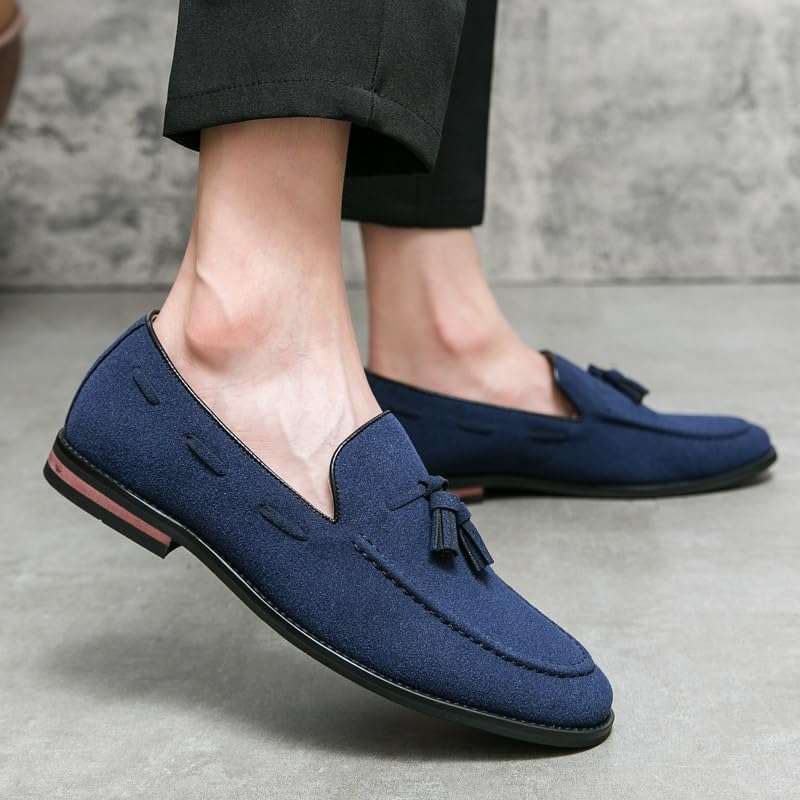 Men's Loafers Round Toe Suede Vamp with Tassel Loafer Shoes Lightweight Comfortable Slip Resistant Walking Slip-on2