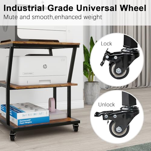 Image of Natwind 3 Tier Printer Stand, 24''x24'',for Large Heavy Printers, Retro