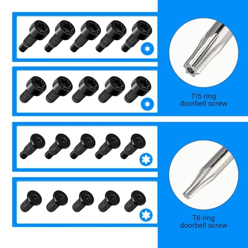 image for CYJJZQ Replacement Ring Screwdriver Bit Set Blue & 20Pcs Doorbell Scre