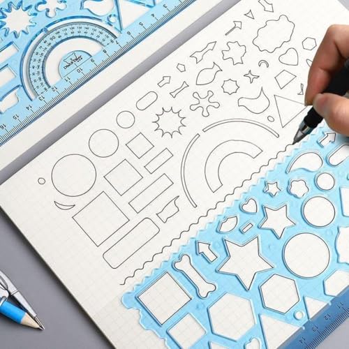 Image of Crackles Geometrical Multi Shape Stencil Spirograph 2 Pc | Geometric Ruler for Art & Craft| Scrapbooking, DIY Projects, Drawing Stencil for Home, School, Office (Pack of 15) Ideal for Return Gifts
