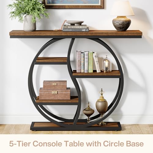 Console industrielle 4 niveaux 120 cm marron Tribesigns