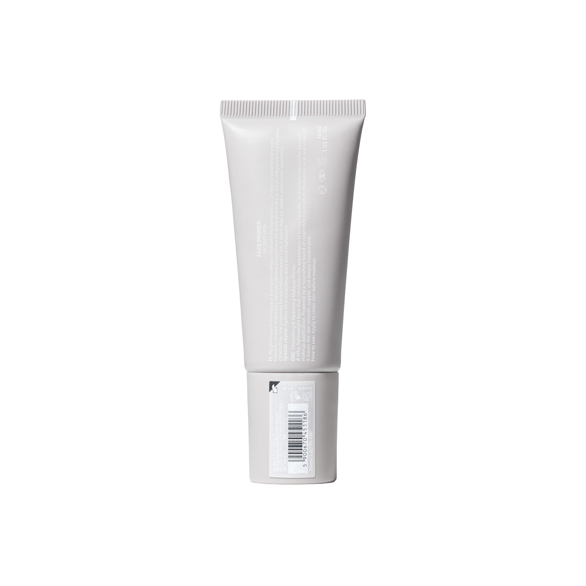 EVERYBODY LONDON x Aleksandra Sosfa Baza do twarzy pod makijaż Second Skin Plumping Face Primer Nawilżająco Wygładzająca z Niacynamidem, Ceramidami i Chłodzącym Aplikatorem 30 ml