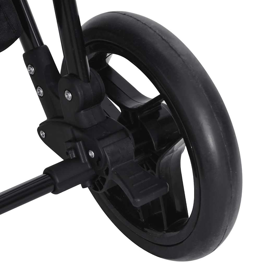 2-in-1 Kinderwagen Buggy Anthrazit Schwarz Stahl Kombi mit Liegefunktion und verstellbarem Sitz klappbar für Stadt, Reise, Urlaub mit Sonnendach und Stauraum