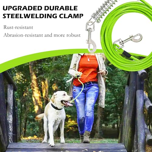 6m Hofleine für große Hunde,Tie Out Leinen für Hunde,Kausichere Hundeleinen mit Anlegepflock mit Stoßdämpfender Feder & 360° Drehhaken, Lange Hundelaufleine für Außengehege & Jagdausflüge(Grasgrün)