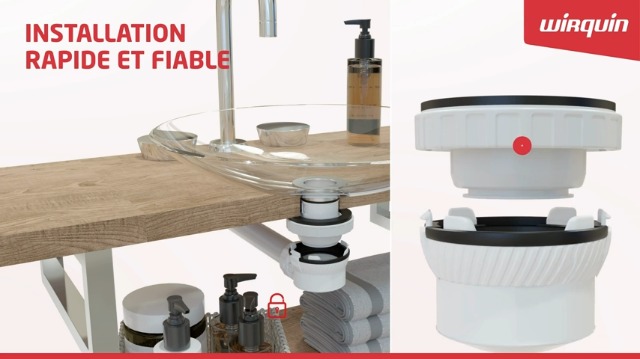 Wirquin Pro – Ensemble bonde et siphon lavabo NANO 6.7 Quick-Clac 32 mm – Laiton chromé – Encombrement 67 mm – Siphon anti-odeur à membrane