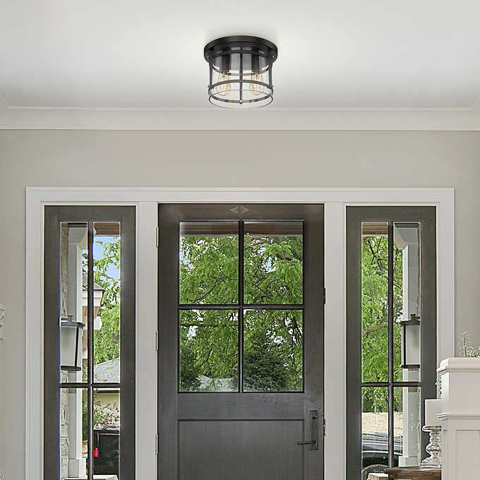 EMLIVIAR 2-Light Farmhouse Flush Mount Ceiling Light – Black Square Cage, 11 Inch, Aluminum, For Bedroom/Kitchen