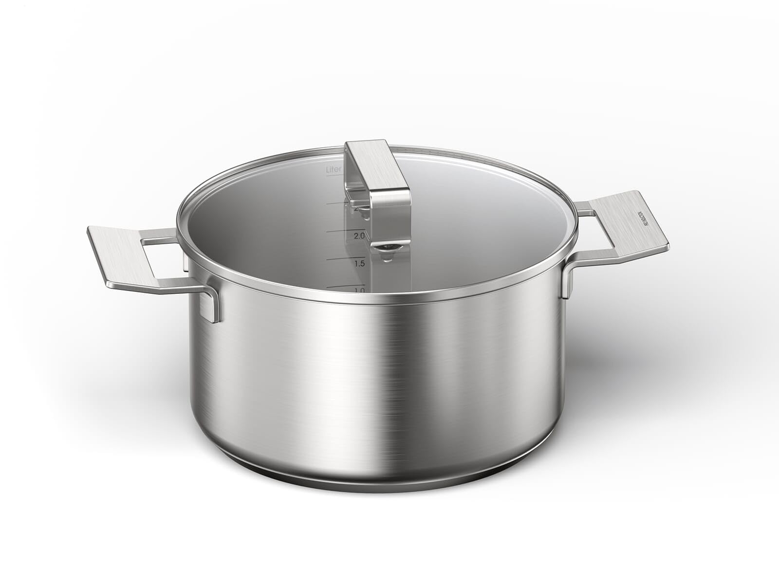 Bosch HEZ9SE060 Topfset, induktionsgeeignet, spülmaschinengeeignet, backofenfest, Literanzeige, 6-teilig, edelstahl