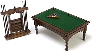 Dollhouse Miniature Walnut Pool Table Set