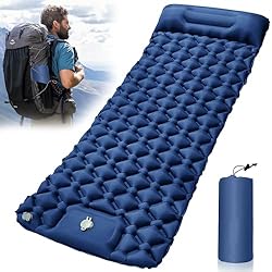 Colchoneta de Camping Ultraligera Inflable para Do...: 【Cómoda colchoneta inflable para dormir】: La colchoneta inflable para dormir con su propia almohada tiene un diseño ergonómico, mantiene su cuerpo completamente alejado del suelo frío y áspero ya sea que esté acostado o de lado. Mientras tanto, la al...
