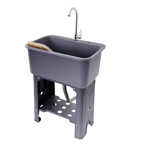 Multifunctional Laundry Sink, Freestanding Utility Sink Laundry Tub with Washboard