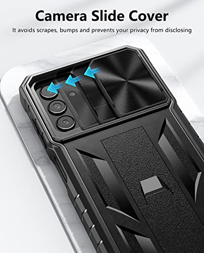 Wtyoo For Samsung Galaxy A13 5G Case: Military Grade Protective Rugged Tpu Bumper Drop Proof Durable Armor Design Heavy Duty Shockproof Tough Matte Textured Phone Cover With Kickstand - Black #TOP1