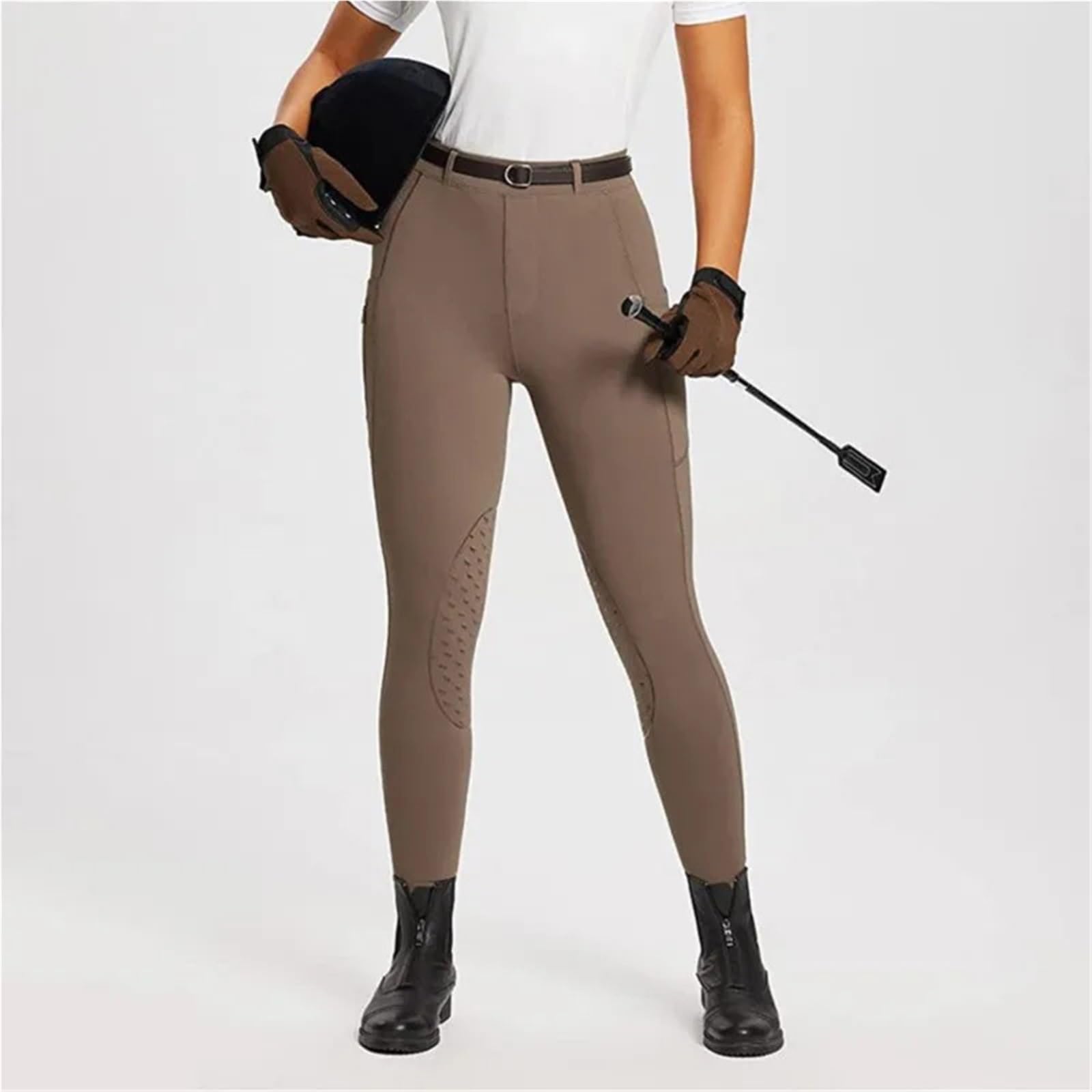 Pantaloni Equitazione Donna Pantaloni da Equitazione Collant equestri in Silicone Tasca con Cerniera Tuta Vita Alta Pancia contratta metà