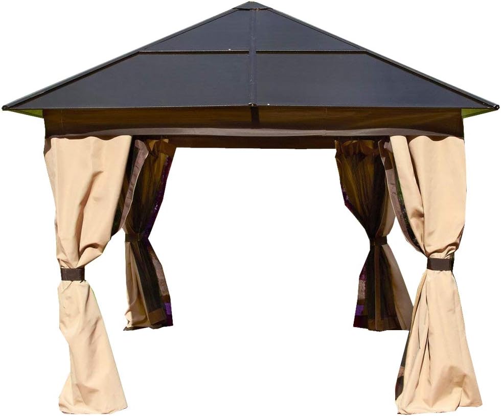 Glendale Polycarbonate Aluminium All Weather Permanent Gazebo 2.5x2.5M Bronze & Beige