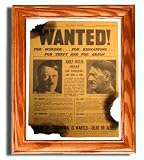 Framed World War Two, WW2 Newspaper. Nazi ADOLF HITLER Wanted Poster, 1939. American Wall Art Decor.