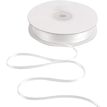 HUIHUANG White Thin Double Face Satin Ribbon 1/8 inch x 100 Yards