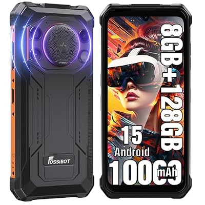 FOSSIBOT F110L Android 15 Rugged Smartphone, 12GB+128GB /2TB Rugged Call Phone, 10000mAh Unlocked Phone 128dB Loud Volume 6.745" 50MP Camera Waterproof Smartphone 4G Dual SIM/Camping Light