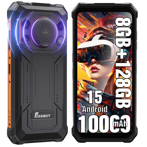 FOSSIBOT F110L Android 15 Rugged Smartphone, 12GB+128GB /2TB Rugged Call Phone, 10000mAh Unlocked Phone 128dB Loud Volume 6.745" 50MP Camera Waterproof Smartphone 4G Dual SIM/Camping Light