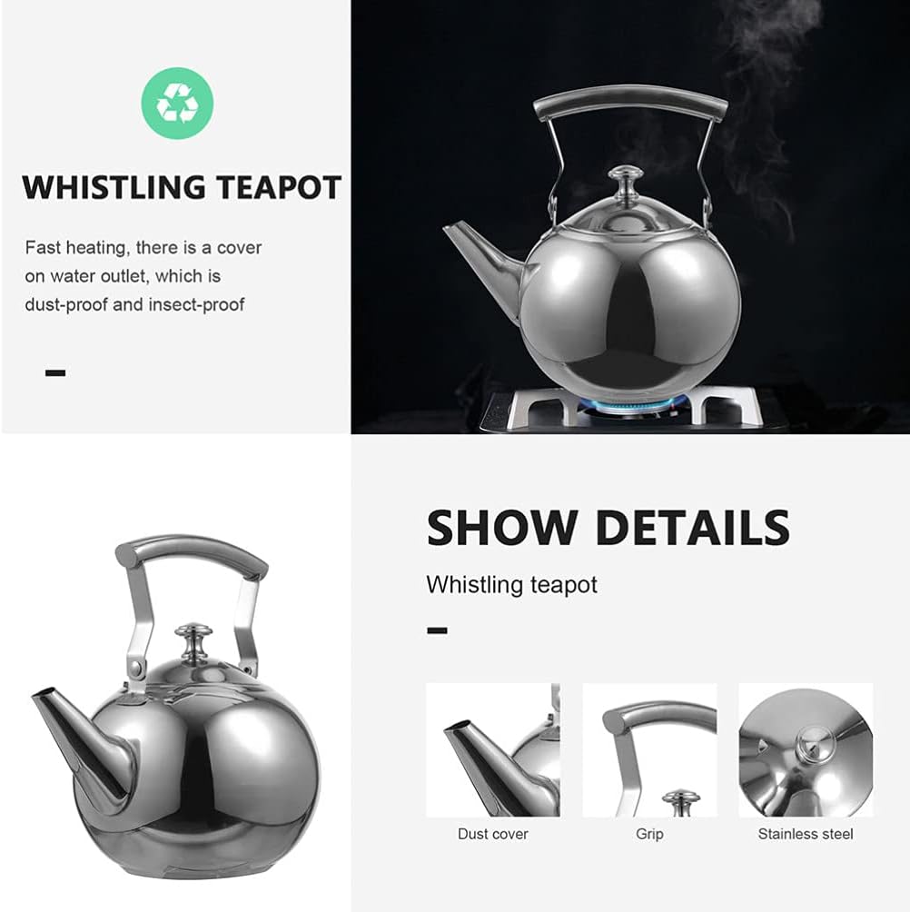 DOITOOL Gas Stove Pot Kettle - Whistling Milk Glass Coffee Maker - Retro Stove Kettle - Thicken Water - Make Tea - Stainless Steel Glass Bottle