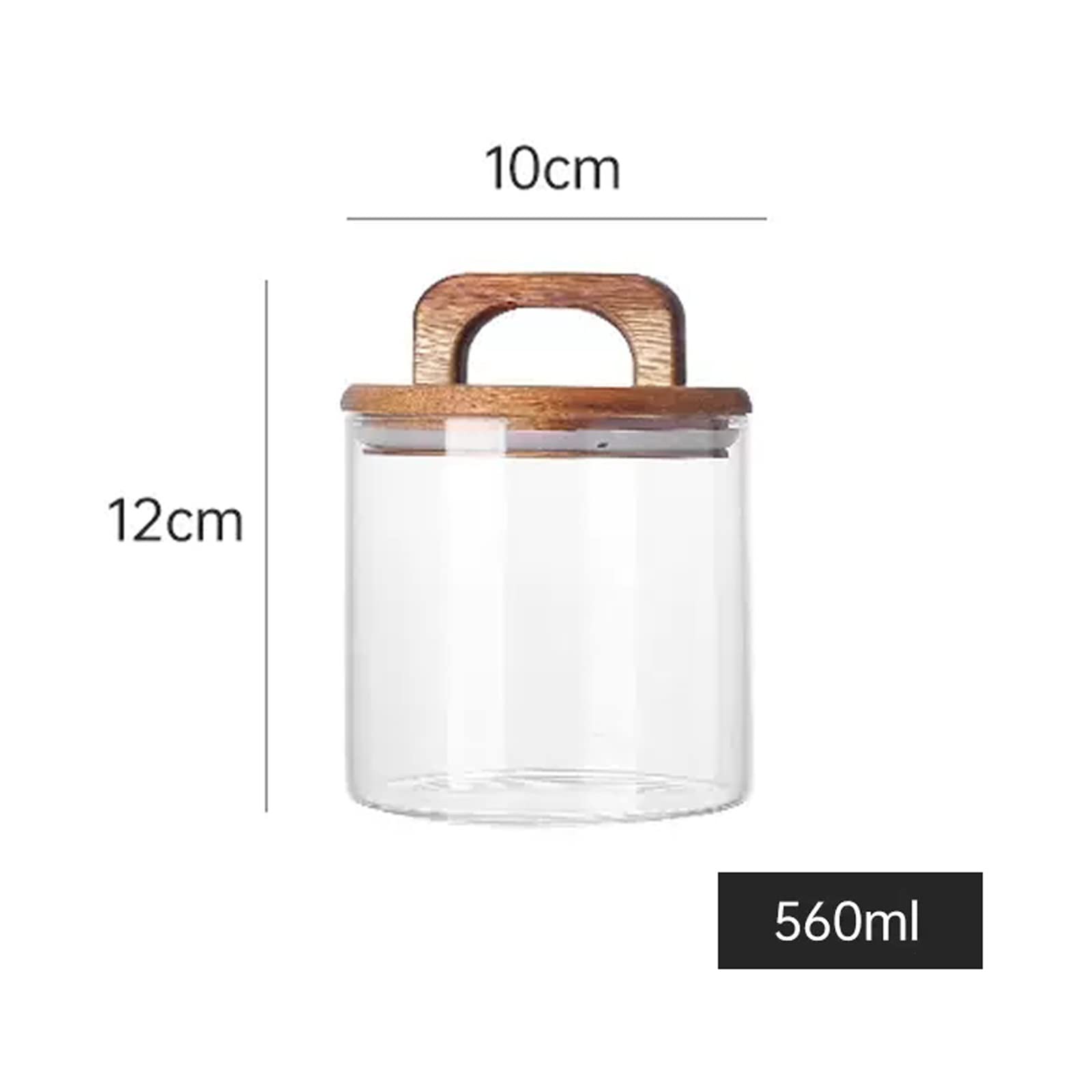 Recipiente de cristal para almacenamiento de té con tapa hermética de madera, recipiente transparente para té, café, miel, 560 ml