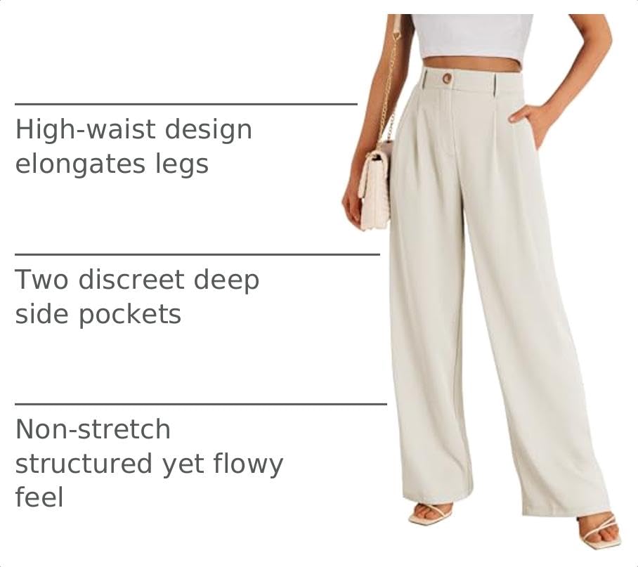 Image of LILLUSORY Womens Wide Leg Dress Work Flowy Pants Business Casual Outfits