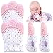 Moufle Jouet de Dentition en Silicone LLMZ 4 pcs gants de dentition en silicone de alimentaire Gant de dentition Hygiénique mitaine de dentition Velcro Réglable Protéger Mains Moufle pour Douleur de D