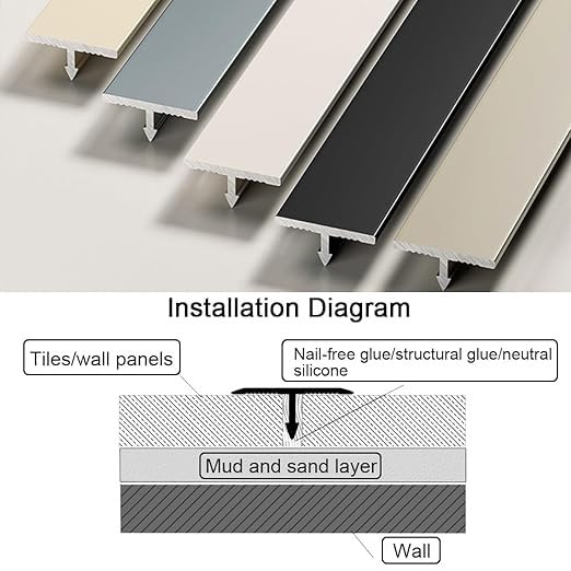 T-Profile - Tira de transición gris duradera para suelos laminados y parquet, 1,2 cm de altura, solución de puerta sin costuras, perfecta para renovación del hogar