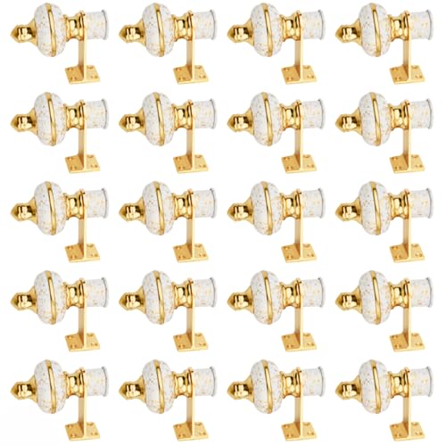 Image of Stylish Curtain Hooks /Curtain Knobs /Rod Rail Bracket for Home White Gold Finish (20P, White Gold)