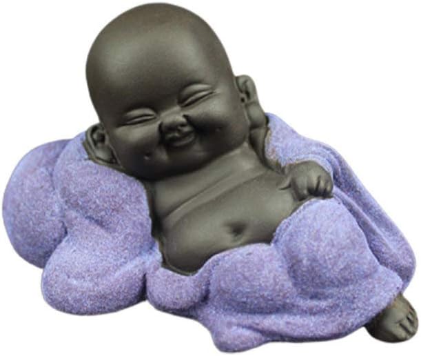 SUPVOX Laughing Buddha Statue Monk Figurine Baby Crafts Dolls Maitreya Feng Shui Ornaments Gift Purple