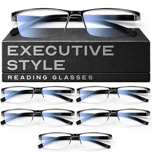 Gaoye 6 pack 2.5 Executive Style Reading Glasses Men - Durable Readers with Blue Light Filtering- Comfortable Fit with TR90 Frames