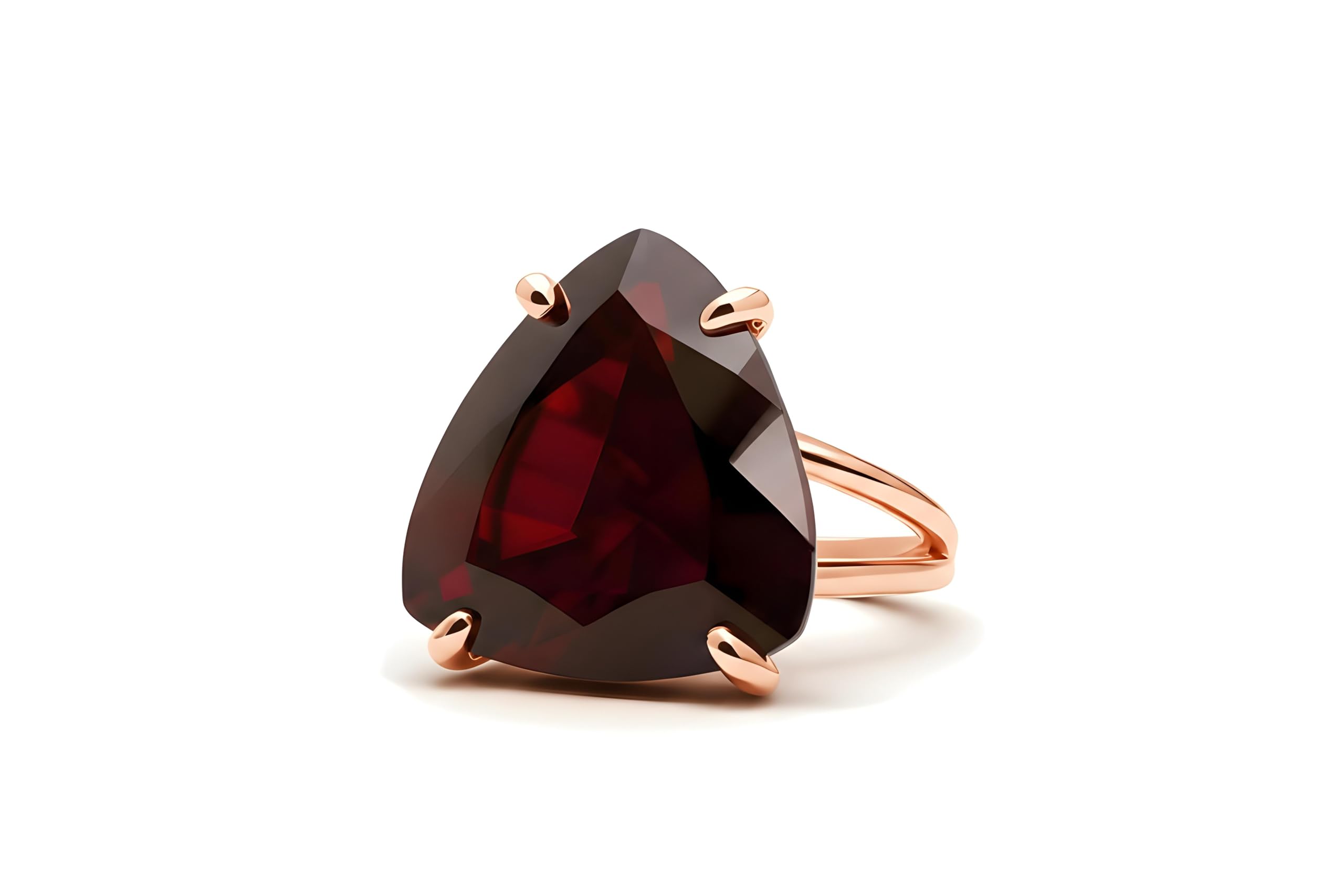 Schöner Granat Schmuck Ring Rose Gold - Handgefertigter Damenschmuck für Hochzeit, Verlobung, Mode Statement, Geburtstag, Jahrestag, Weihnachtsgeschenke für Sie - Ringgröße und Gravur Anpassbar