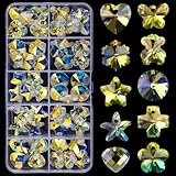 YUANZHIRUN 50 cuentas colgantes de cristal para hacer joyas, cuentas de cristal arcoíris de color AB, dijes de estrella, mariposa, estrella de mar, oso, copo de nieve, cuentas espaciadoras para
