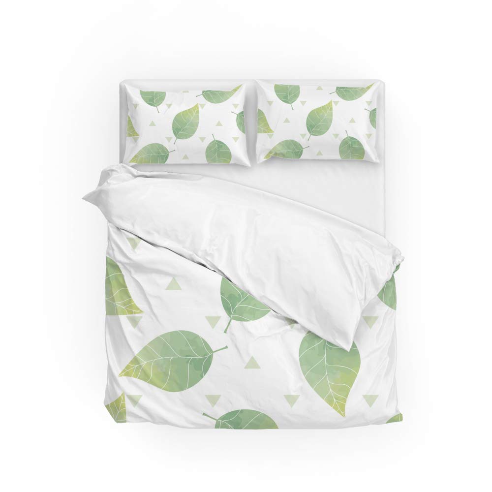 Housse de couette durable ultra douce King size aux motifs de feuilles blanches raffinées