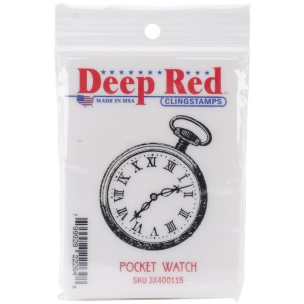 Deep Red Stamps Pocket Watch Rubber Cling Stamp 2 x 2 inches