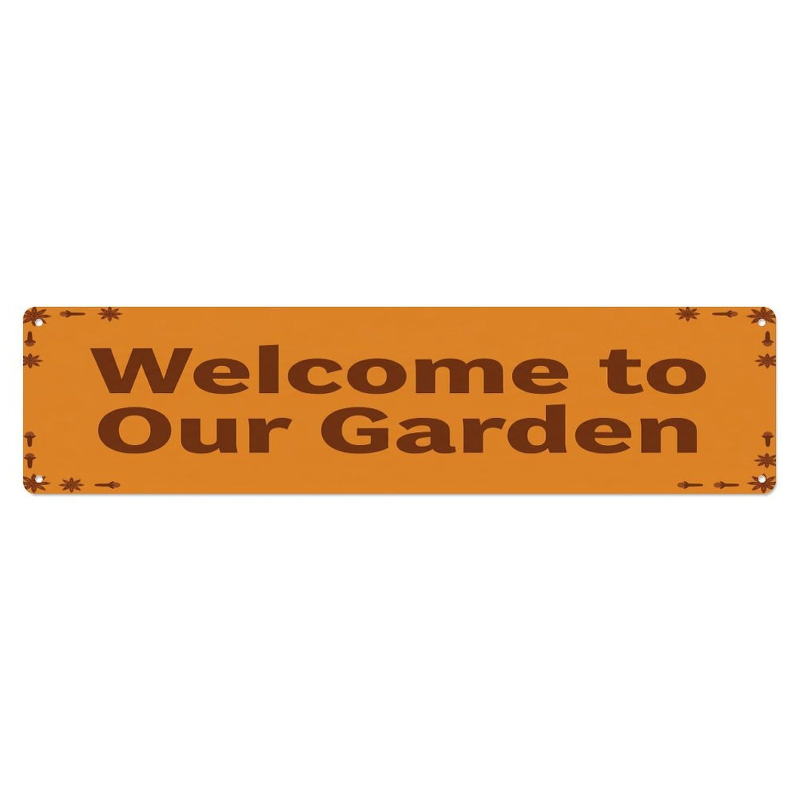 Vintage Welcome to Our Garden Pumpkin Spice Metal Tin Sign