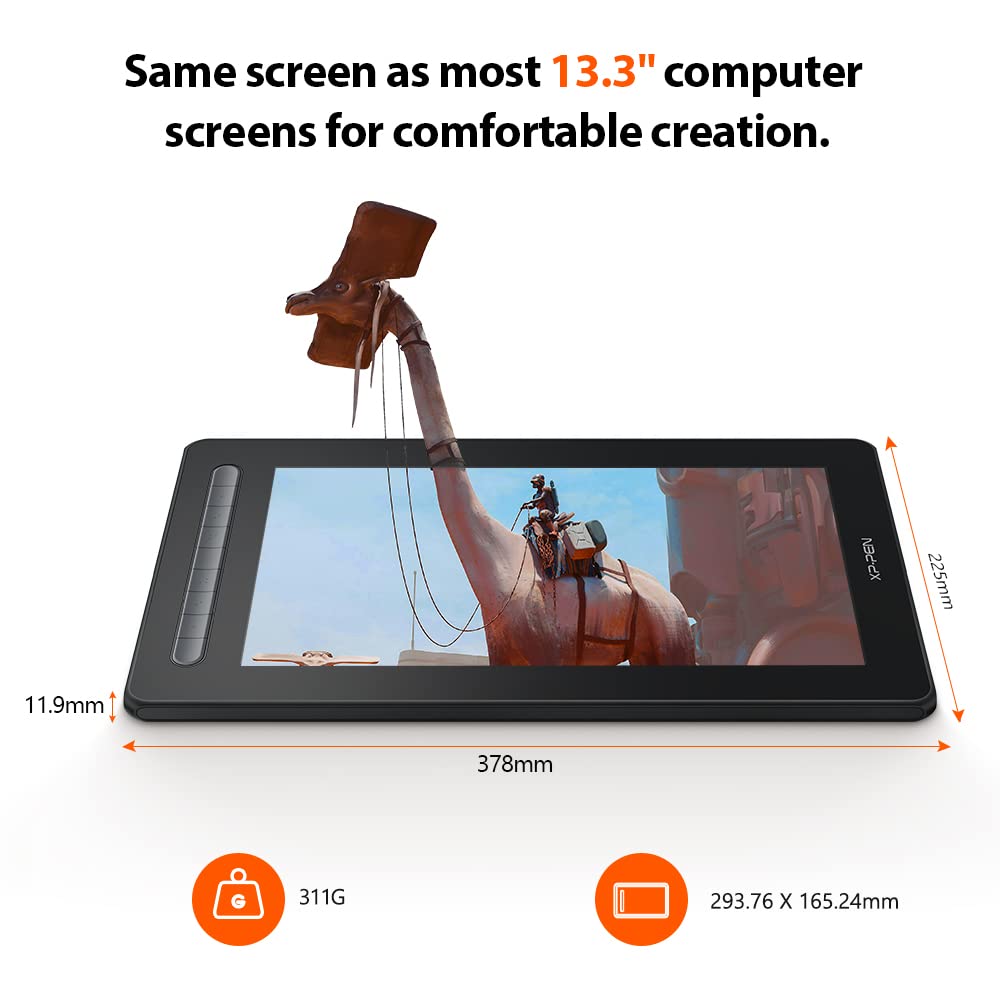 XP-PEN Tavoletta Grafica con Schermo Artist 13 (2a generazione), Display 13.3" FHD 1920x1080, stilo X3 Elite, per Principianti, supporta Windows, Mac, Chrome OS, Android