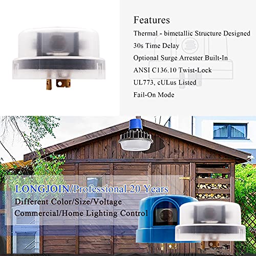 Chiswear Outdoor Twist-Lock Thermal Photocontrol With Time Delay - Controls Lighting,120-Volt,Twist Lock Light Sensor With Photocell,Dusk To Dawn Light Sensor,3Pc #TOP2